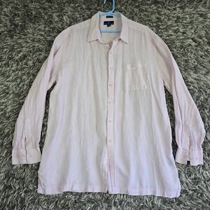 Weekender Linen Shirt Mens XL Pink Long Sleeve Button Up Casual Lightweight